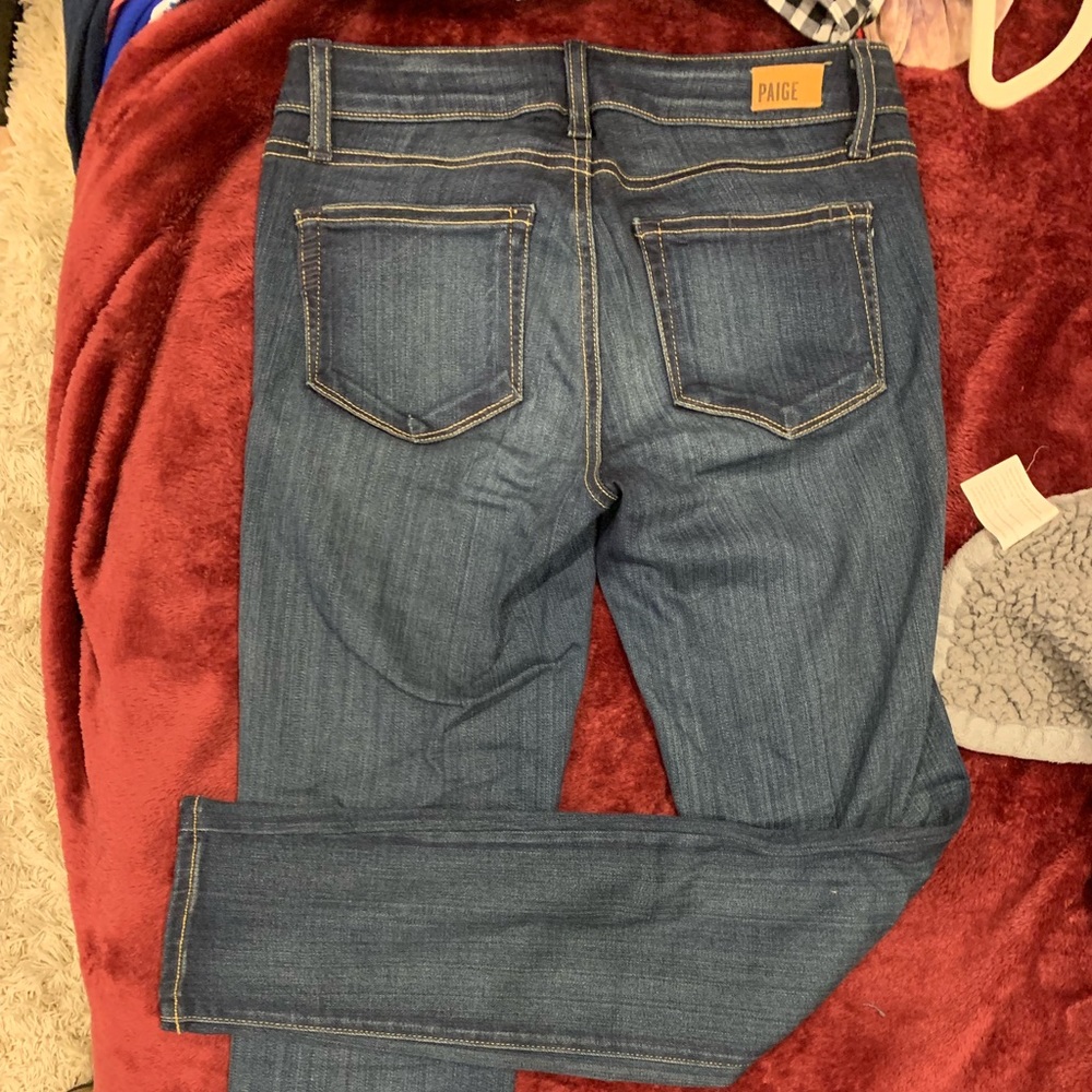 Paige brand above ankle length dark denim jeans